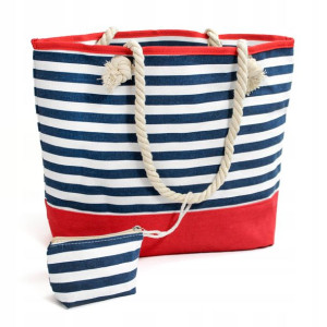 Duża Torba Plażowa Zapinana Shopper Miejska Piknik