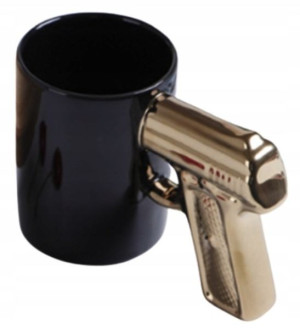 Kubek Ceramiczny Czarny Pistolet Broń 3d Prezent