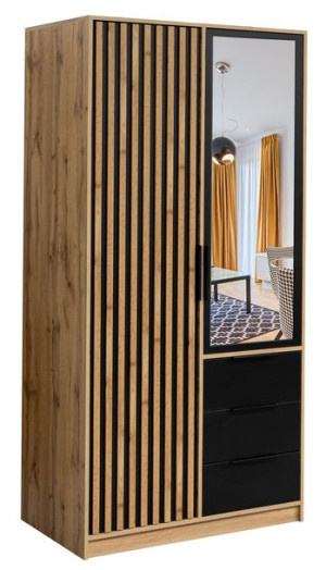 Garderoba szafa BALI D2 LUX lamele lustro szuflady
