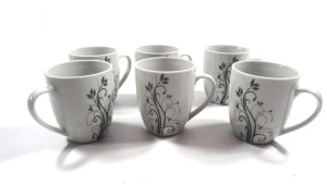 Zestaw Kubków Na 6 Osób Na Stojaku Serwis Kawowy Herbaty Porcelana