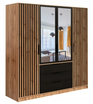 Garderoba 196 BALI D4 LUX lamele lustro szuflady szafa