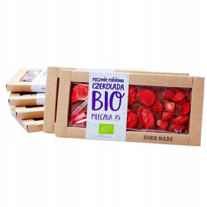 Czekolada Mleczna Z Truskawkami Bio Handmade 50g