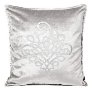 Poszewka welwetowa z aplikacja 45X45cm srebrna