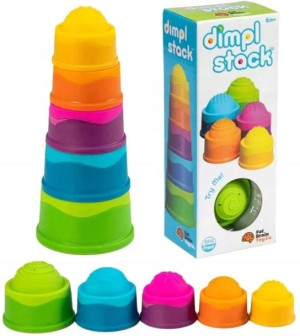 WIEŻA PIRAMIDKA KUBKI BĄBELKI Dimpl Fat Brain Toys