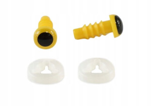 Oczy do maskotek / 8 mm / żółto-czarne / 1 para