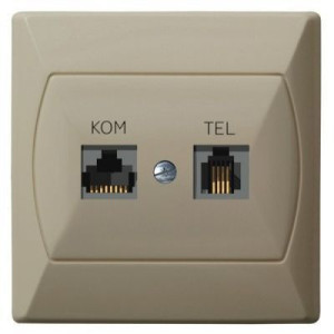 Gniazdo komputerowe RJ45 i telefoniczne RJ11 beżowe GPKT-A/K/01 AKCENT OSPE