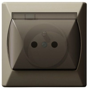 Gniazdo bryzgoszczelne pojedyncze z uziemieniem beżowe IP44 GPH-1AZ/01/d AK