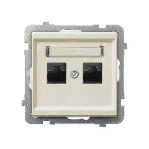 Gniazdo komputerowe podwójne RJ45 kat 5e MMC GPK-2R/K/M/27 ECRU SONATA Ospe