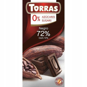 Czekolada gorzka 72% kakao bez dodatku cukru 75g
