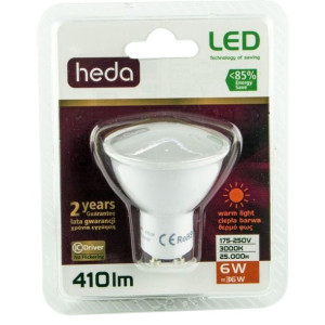 Żarówka LED HD230B GU10 6W-36W 410lm 3000K Energy A+ Heda