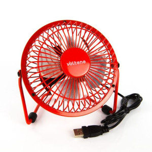Czerwony wentylator biurkowy 15cm zasilany USB VO0672