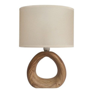 Kremowa lampka stołowa w drewnianej obudowie GOLF E14 WALNUT 03205 IDEUS