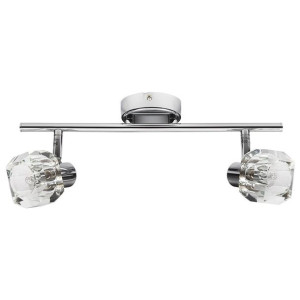 Lampa ścienno-sufitowa z kryształowym kloszem podwójna 40W chrom G9 GLASO E