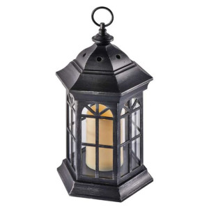 Czarny lampion świąteczny LED ze świecą na baterie 3xAAA ZY2117 EMOS