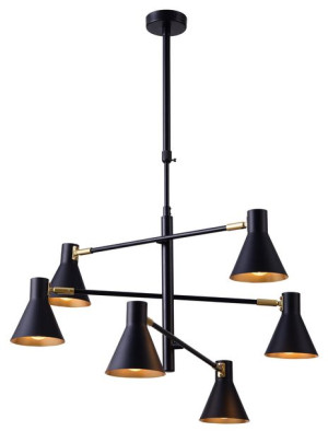Sześciopunktowa lampa wisząca czarno matowa 6X40W E14 LESS 36-72696 Candell