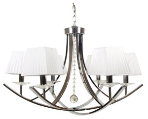 Elegancka lampa wisząca biało - chromowa 6X40W E14 80X110 VALENCIA 36-84579