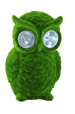 Zielona lampa solarna do ogrodu w kształcie sowy POLUX
