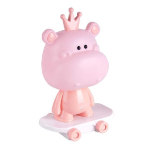 Różowa lampka nocna led dla dziecka hipopotam na deskorolce 2,5W 314796 POL