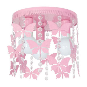 Różowa lampa z kryształkami i motylkami 3xE27 ANGELICA MLP1165 EKO-LIGHT