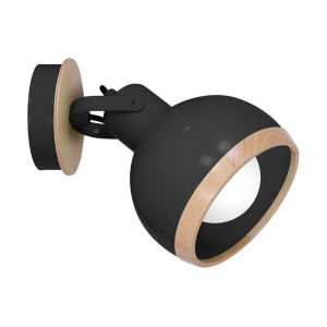 Kinkiet czarny z drewnianą wstawką E27 OVAL MLP8657 Eko-Light