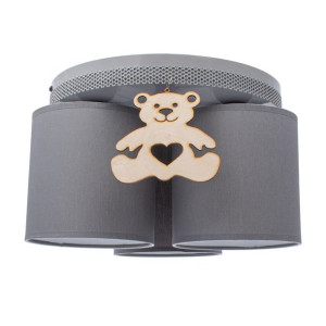 Szara lampa sufitowa z misiem 3xE27 MIŚ MLP4963 EKO-LIGHT