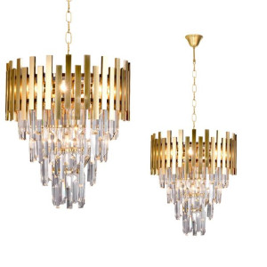 Żyrandol złoty z mieniącymi kryształkami 9xE14 ASPEN II ML6000 EKO-LIGHT