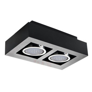 Podwójna oprawa sufitowa czarna na dwie żarówki GU10 2x25W STOBI ES 250-B K