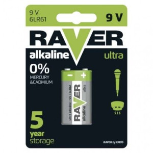 Bateria alkaliczna płaska Raver Ultra Alkaline 9V (6LF22) EMOS B7951