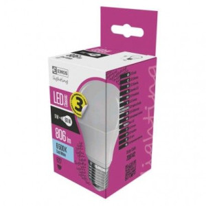Żarówka LED mleczna A60 8,5W-60W E27 zimna biel 806lm 3 lata EMOS ZQ5142