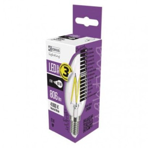 Żarówka LED Filament świeczka 6W-60W E14 neutralna 806lm 3 lata EMOS Z74204