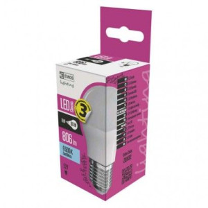 Żarówka LED mleczna kulka globe 7.3W-60W E27 zimna 6500K  806lm 3 lata EMOS