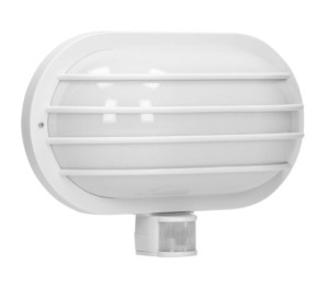 Biała lampa ogrodowa z czujnikiem ruchu E27 60W LF-2/W LASO ORNO