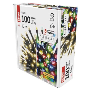 Lampki choinkowe 2 w 1 MULTICOLOR lub ciepła barwa światłą 100xLED 10m IP44