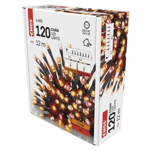 Lampki choinkowe o barwie vintage + czerwone 120xLED, 12m, IP44, D4AD02 EMO