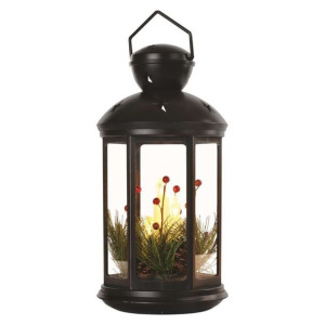Czarny lampion LED ze świątecznymi ozdobami 35cm DCLV15 EMOS