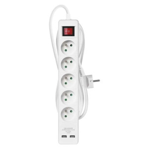 Przedłużacz z wyłącznikiem na 5 gniazd 2 wejścia USB 3m biały P1513RU EMOS