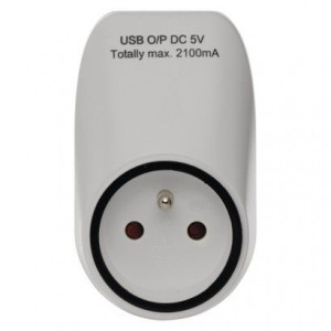 Białe gniazdo z uziemieniem z dwoma wejściami USB przenośne białe P0071 EMO