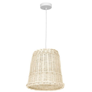 Lampa sufitowa wiklinowy biały klosz  drewno BOHO VIMINI WOOD E27 MLP7991 E