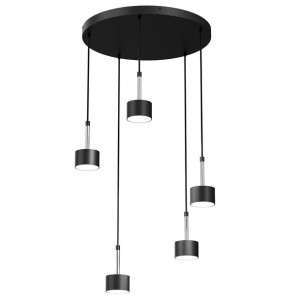 Pięciopunktowa lampa wisząca czarno-chromowa 5xGx53 ARENA MLP7787 WKO-LIGHT