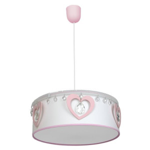 Lampa wisząca biała z różowymi ozdobami 1xE27 HEART MLP8278 EKO-LIGHT