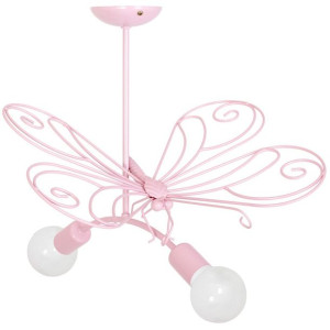 Lampa wisząca z dekoracyjnym motylem 2xE27 PINK MLP3932 EKO-LIGHT