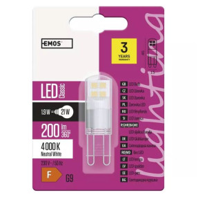 Neutralna żarówka led G9 1,9W-21W 4000K 200lm Classic JC ZQ9525 EMOS