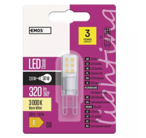 Ciepła żarówka led G9 2,6W-30W 3000K 320lm Classic JC ZQ9533 EMOS