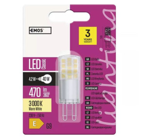 Żarówka ledowa G9 4,2W-40W 3000K 470lm Classic JC ZQ9542  EMOS