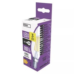 Żarówka świeczka B35 LED Filament 6W-60W E14 neutralna 806lm EMOS Z74204