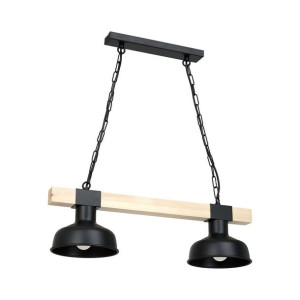 Czarna lampa wisząca - naturalne drewno 2xE27 FARO MLP7456 EKO-LIGHT