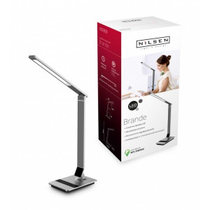 Biurkowa lampka led srebrna z USB 12W 3000-5000K 400lm BRANDE DN006 NILSEN