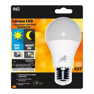 Żarówka LED E27 A60 9W z czujnikiem zmierzchu neutralna 860lm  ELAS010NW IN