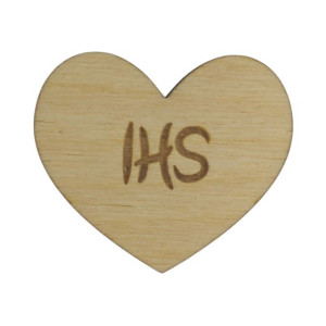 Scrapki w kształcie serca IHS komunia 5cm 10szt