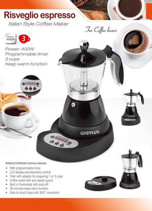 G3 Ferrari Risveglio Espresso G10045 Programowalna Moka elektryczna, 400 W,